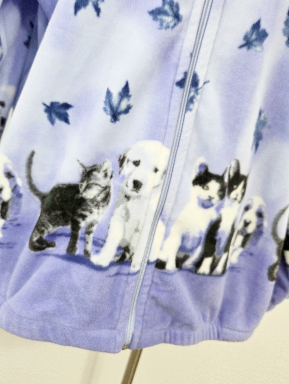 Vintage Blair puppies kitties fleece jacket blue purple cats dogs womens plus 2X - Picture 3 of 4